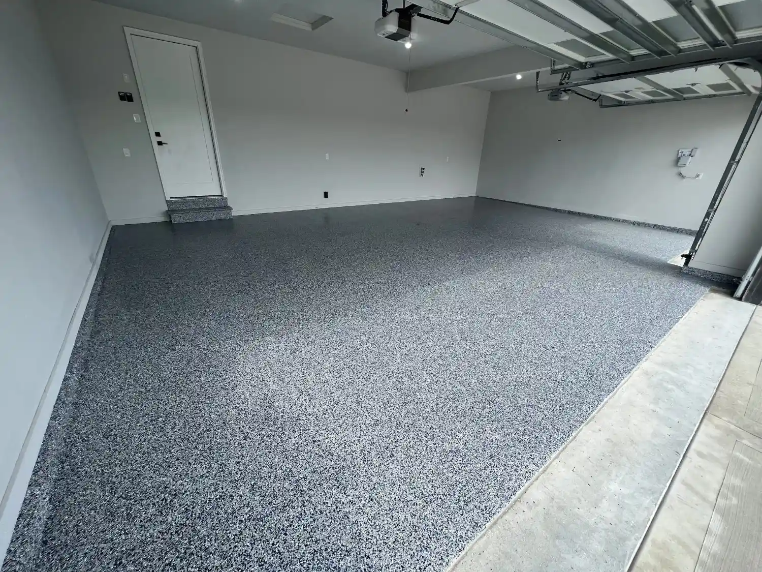 Garage floor flake finish